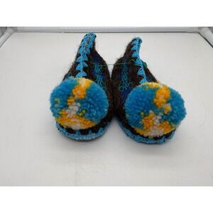 Minas Handmade Greek Woolen Slippers Toddler 12-18 Months Size US 5 EU 20 Blue